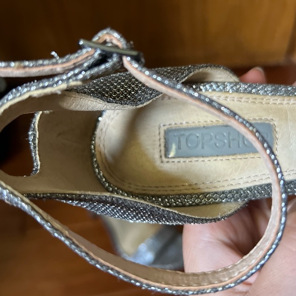 TOPSHOP Sparkly Silver Strappy Heels - US 7 - EU 37 - Picture 4 of 7